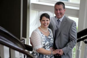 Newly married couple having fun